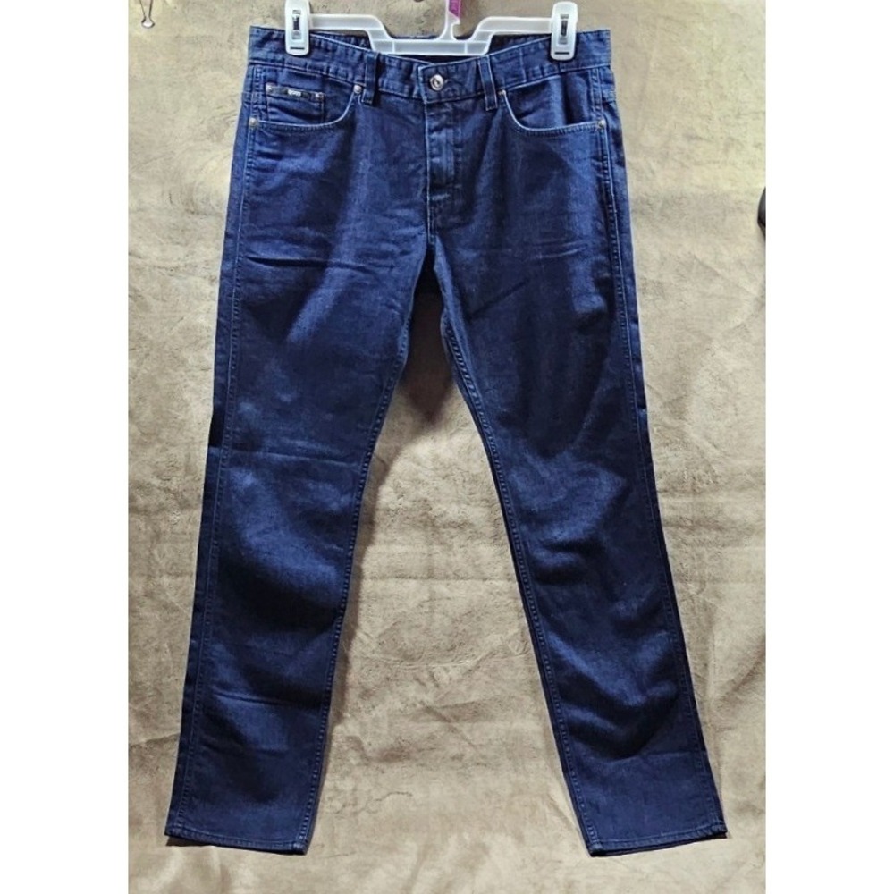 Hugo Boss Delaware 1 Slim Fit Jeans Mens 34x32 Dark Indigo Blue Stretch Denim
